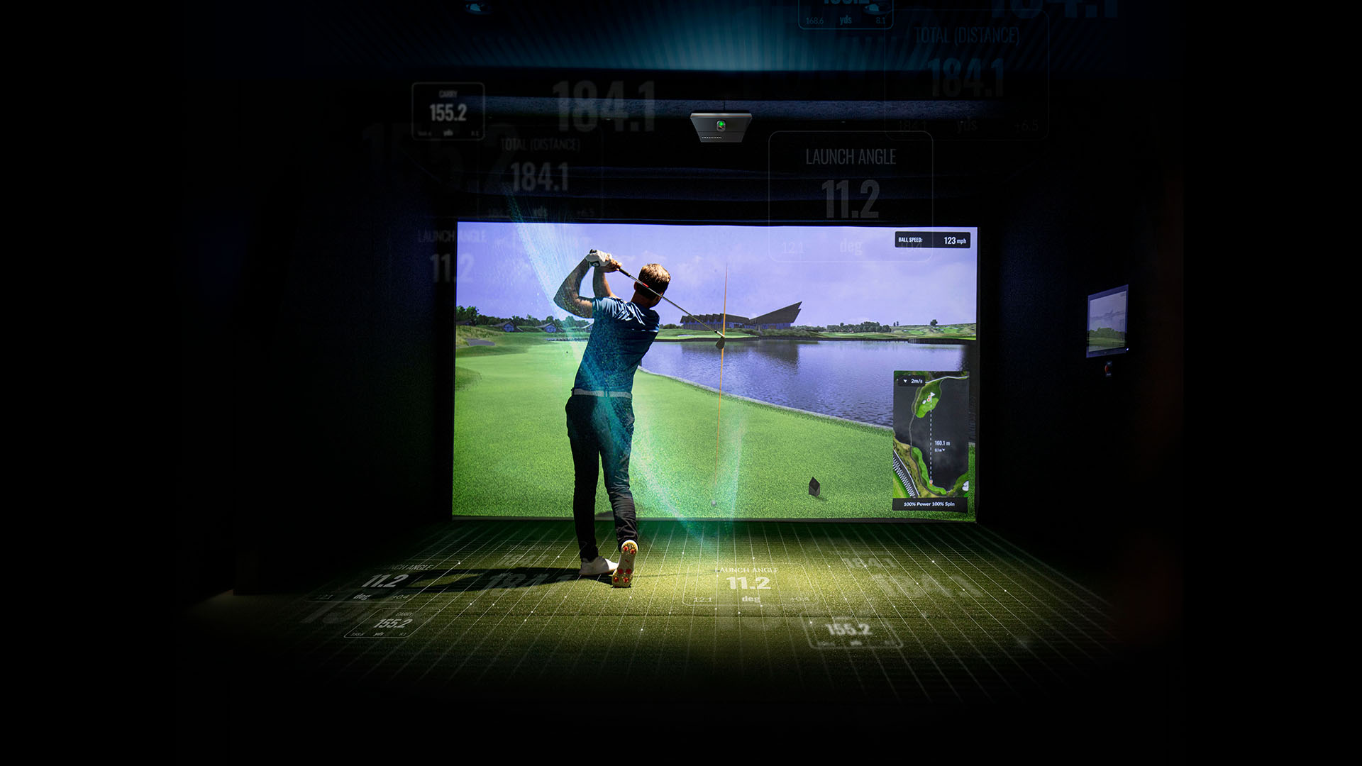 Trackman iO simulator at The Tee at Tradewater